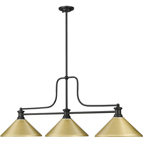 Melange 3 Light 52 inch Matte Black Billiard Ceiling Light in Satin Gold Steel