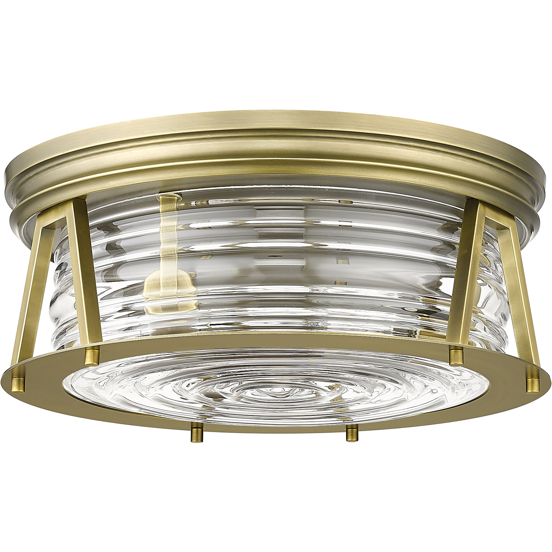 Cape Harbor 3 Light 16 inch Rubbed Brass Flush Mount Ceiling Light