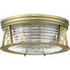 Cape Harbor 3 Light 16 inch Rubbed Brass Flush Mount Ceiling Light