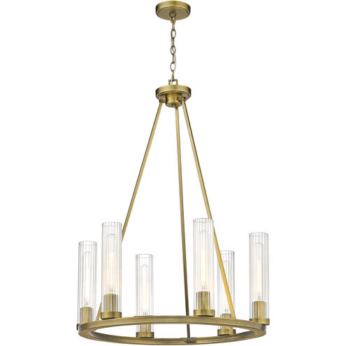 Beau 6 Light 26 inch Rubbed Brass Chandelier Ceiling Light