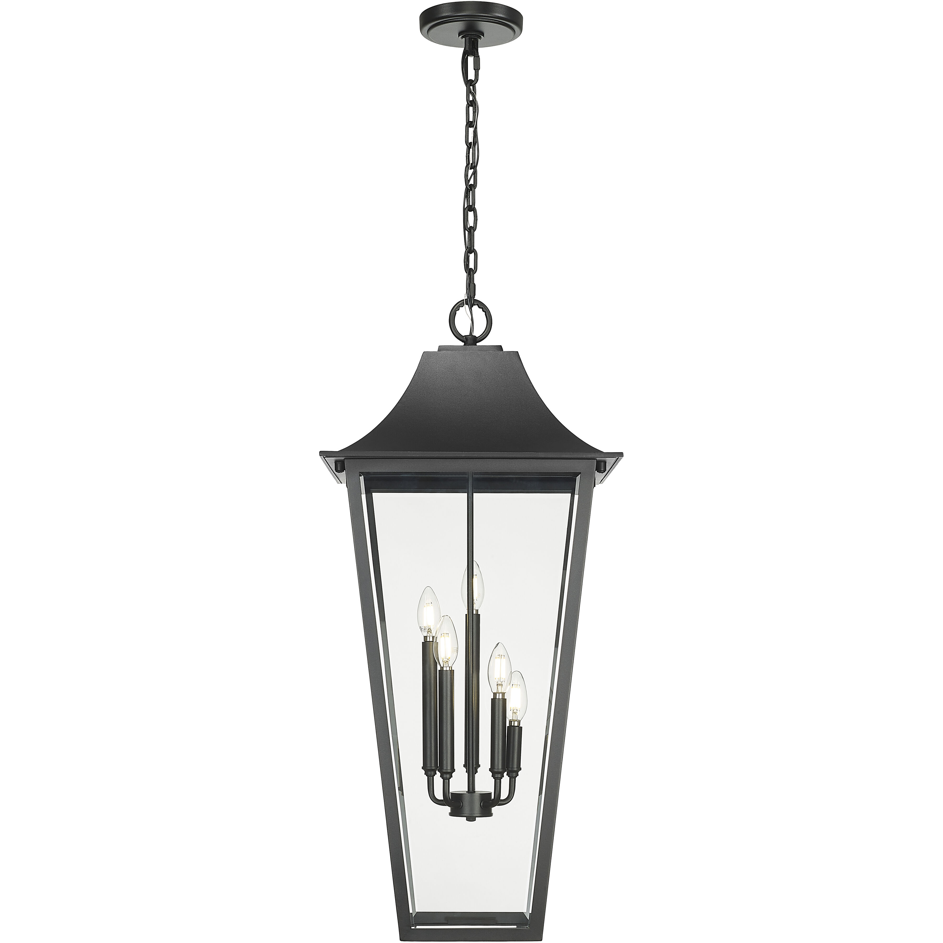 Gannon 5 Light 16 inch Black Outdoor Chain Mount Ceiling Fixture in G9