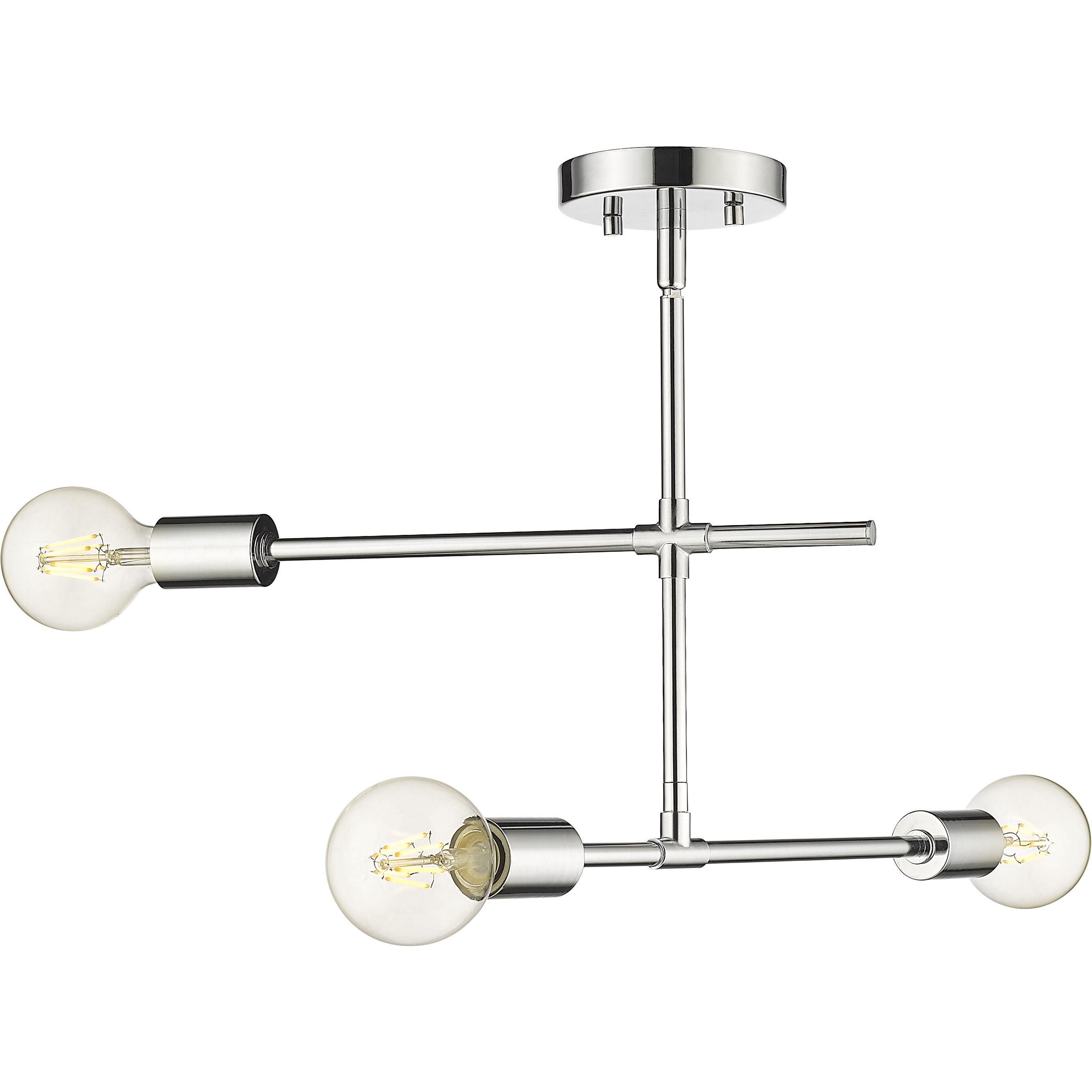 Modernist 3 Light 4.75 inch Chrome Semi Flush Mount Ceiling Light