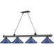 Cordon 4 Light 81.75 inch Bronze Plate Billiard Ceiling Light in Navy Blue Steel
