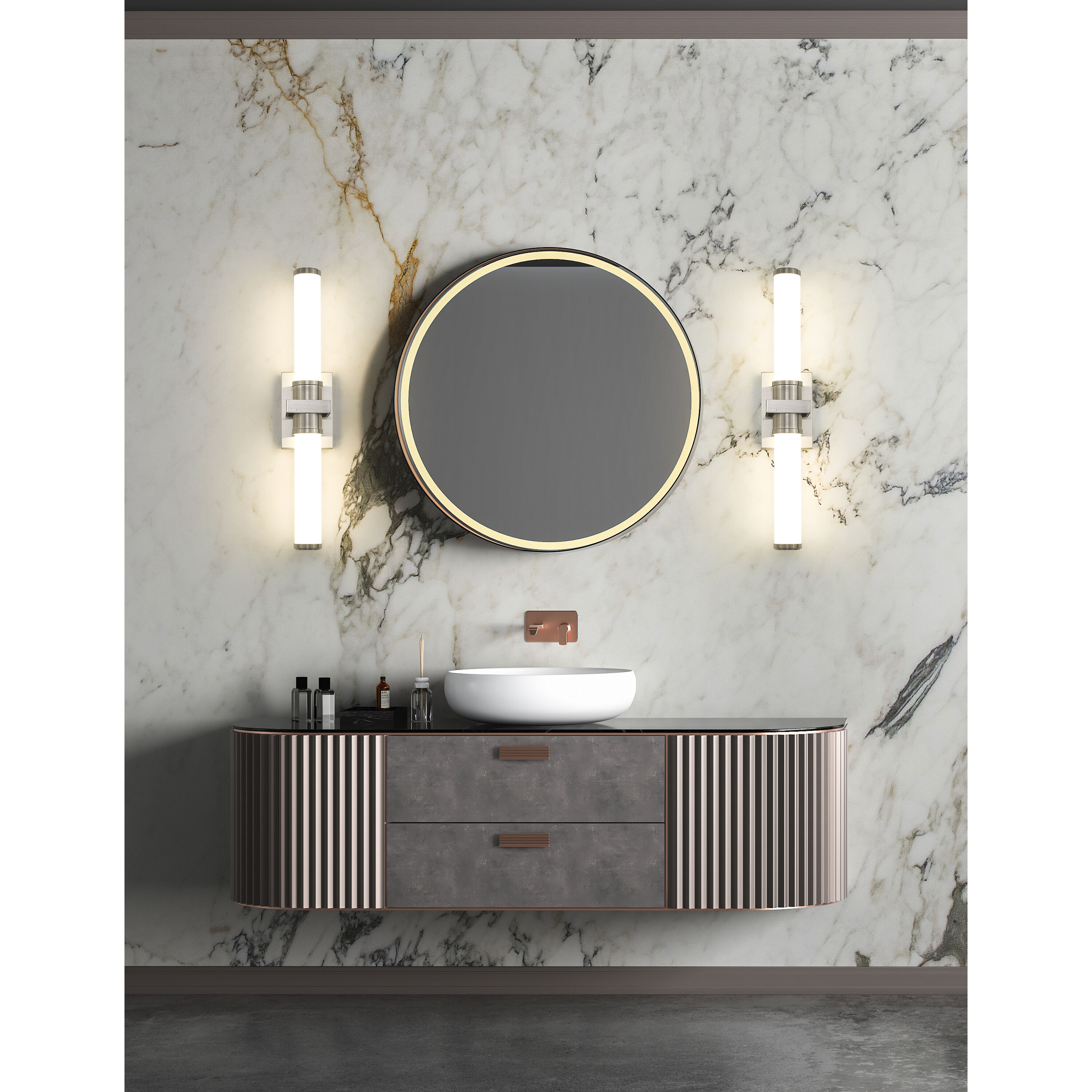 Idris LED 25.5 inch Brushed Nickel Bath Vanity Wall Light