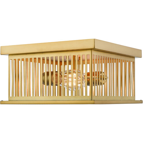 Camellia 2 Light 12 inch Brass Flush Mount Ceiling Light in Brass Steel