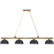 Cordon 4 Light 81.5 inch Heritage Brass Billiard Ceiling Light in Matte Black