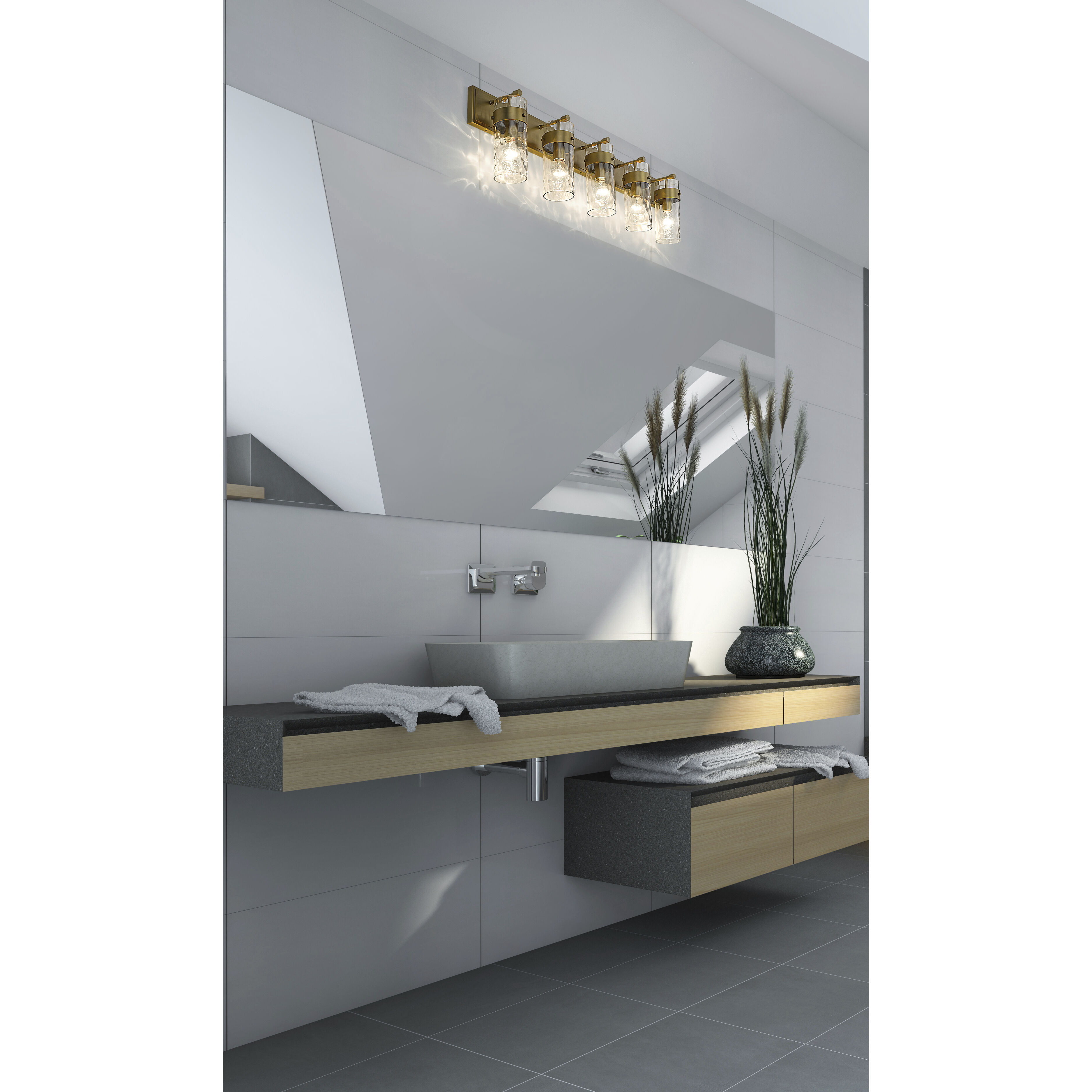 Fontaine 5 Light 44 inch Rubbed Brass Vanity Wall Light in Rubbed Bronze