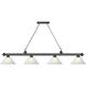 Cordon 4 Light 81.25 inch Bronze Plate Billiard Ceiling Light in White Linen Glass