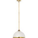 Landry 1 Light 14 inch Matte White and Rubbed Brass Pendant Ceiling Light