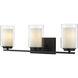 Willow 3 Light 24 inch Matte Black Vanity Wall Light