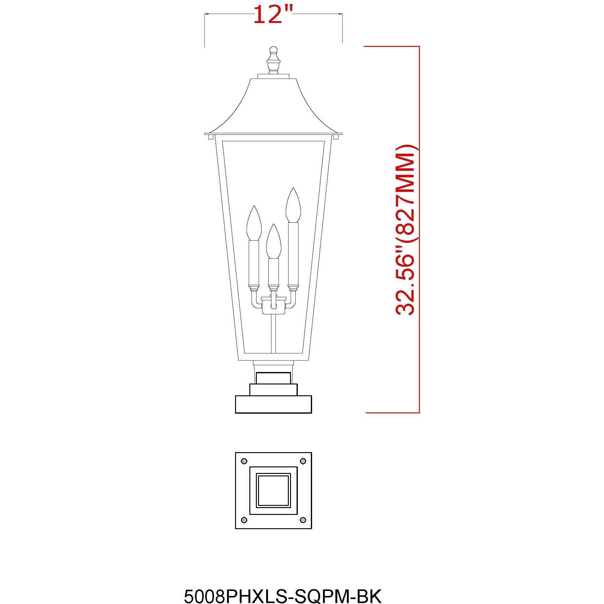 Gannon 3 Light 32.5 inch Black Outdoor Pier Mounted Fixture in G9
