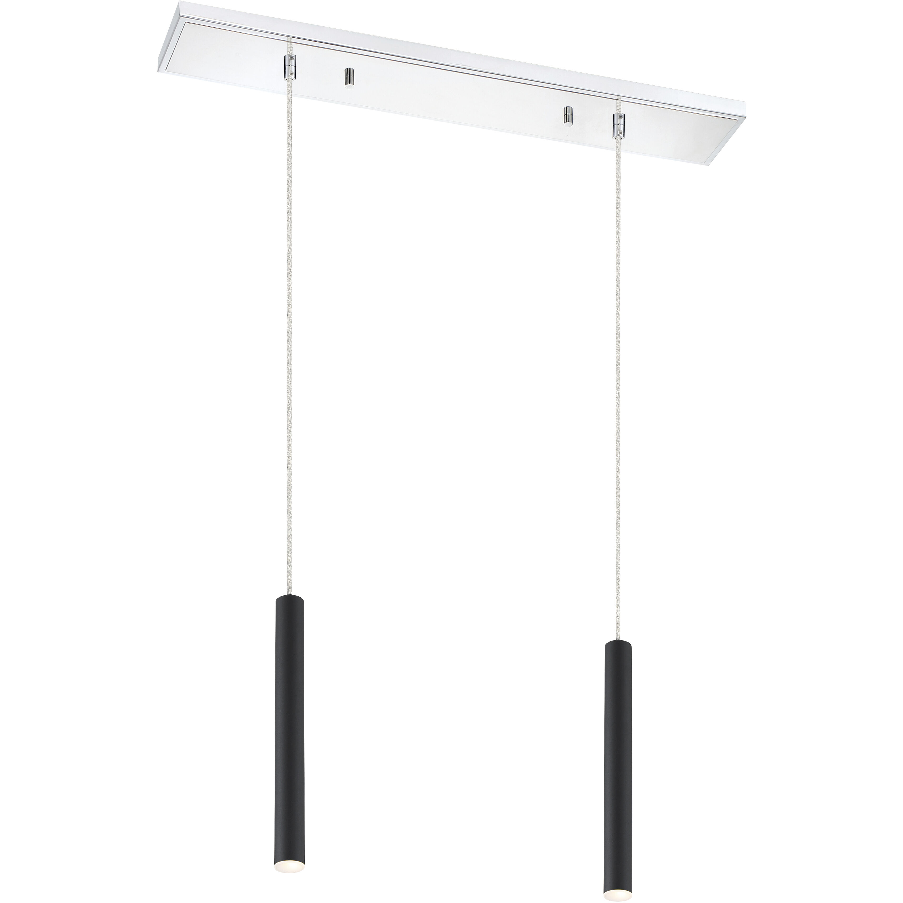 Forest LED 30 inch Chrome Linear Chandelier Ceiling Light in 2, 11, Matte Black Steel