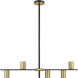 Calumet 5 Light 38 inch Matte Black and Olde Brass Linear Chandelier Ceiling Light