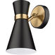 Soriano 1 Light 6 inch Matte Black/Heritage Brass Wall Sconce Wall Light