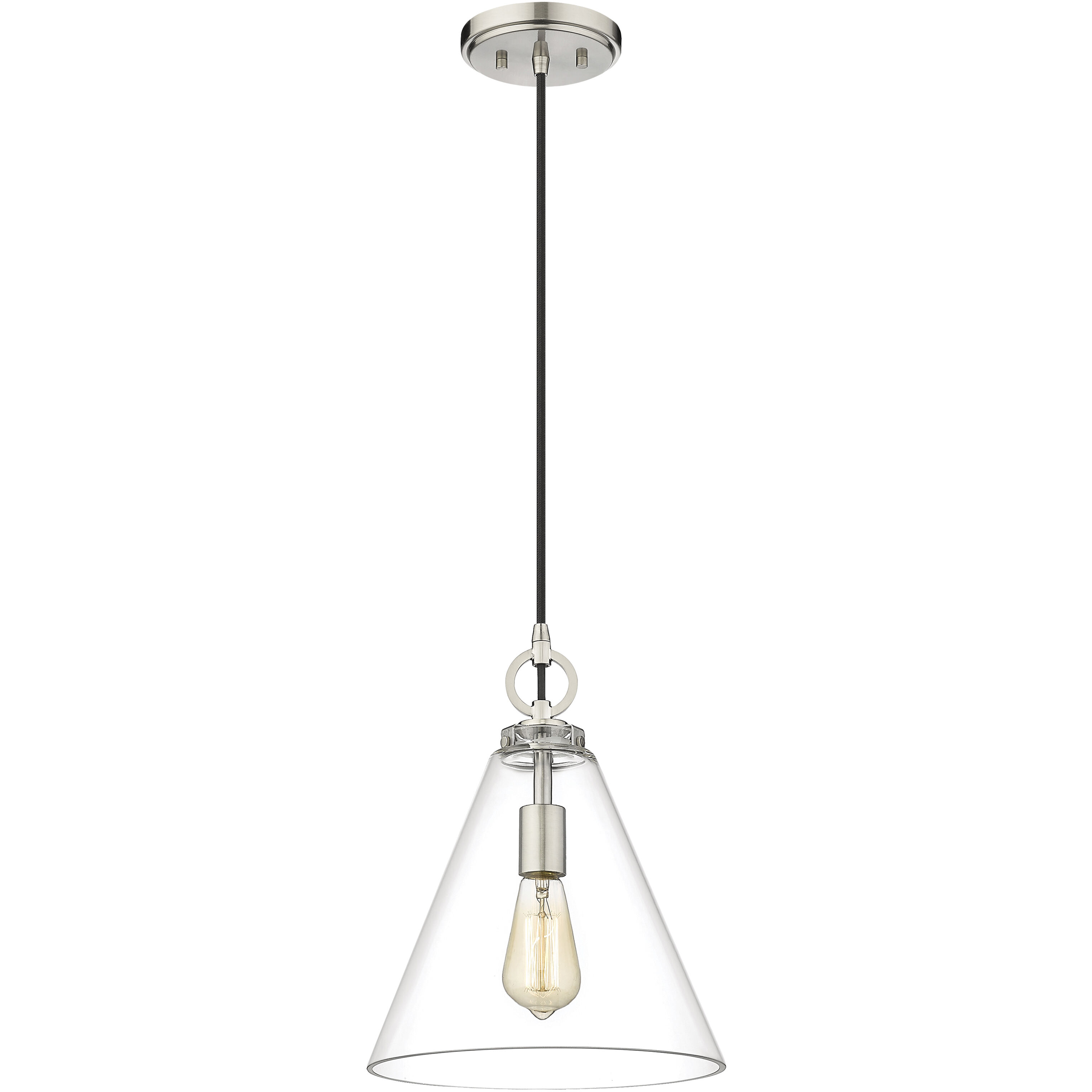Harper 1 Light 11.5 inch Brushed Nickel Pendant Ceiling Light