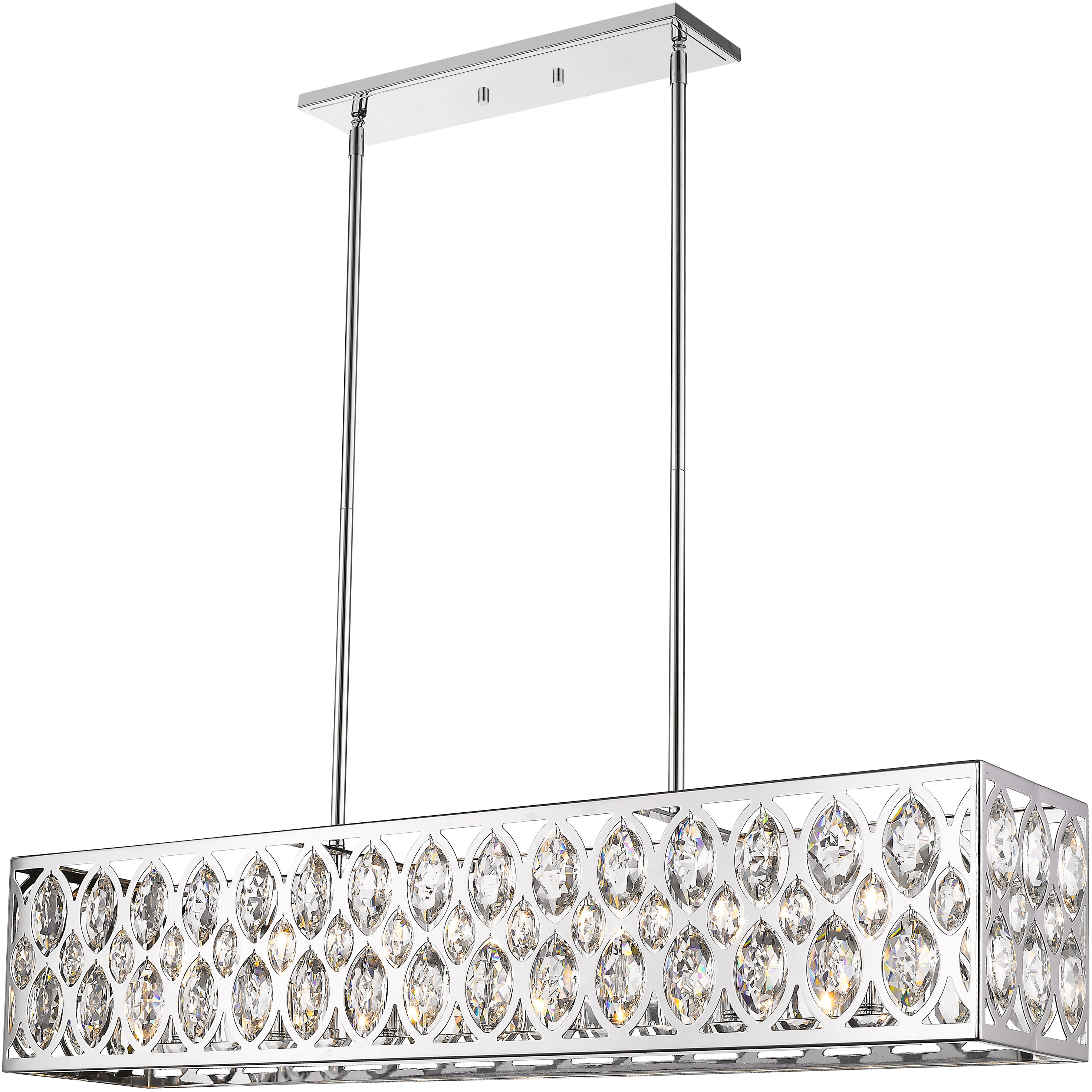 Dealey 7 Light 43.5 inch Chrome Linear Chandelier Ceiling Light