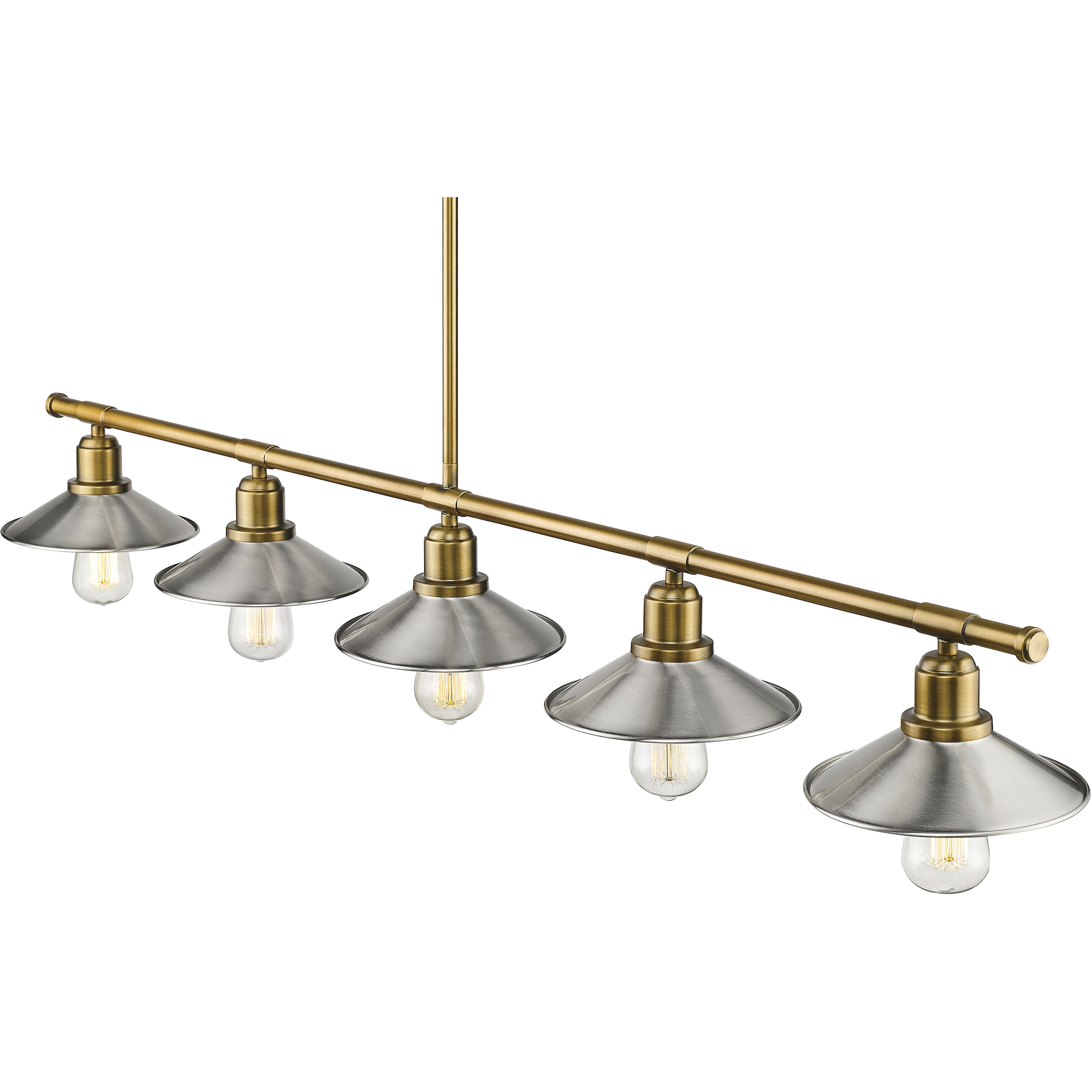 Casa 5 Light 51.5 inch Factory Brass Linear Chandelier Ceiling Light in Brushed Nickel Steel