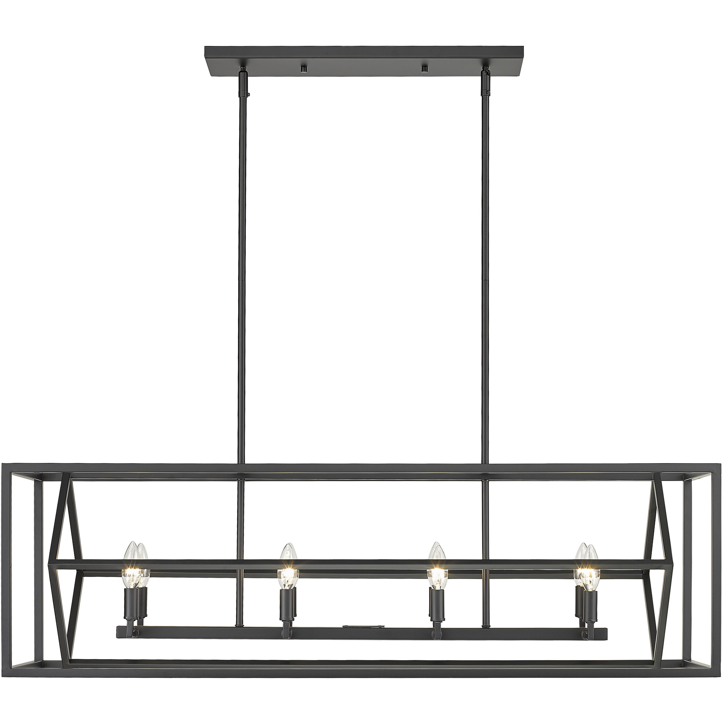 Euclid 8 Light 44 inch Matte Black Linear Chandelier Ceiling Light