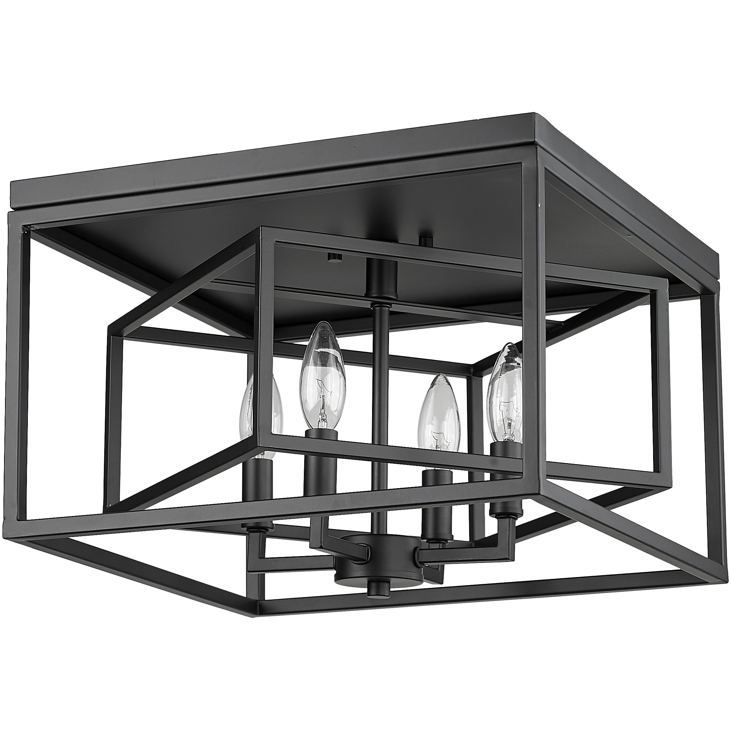 Euclid 4 Light 15 inch Matte Black Flush Mount Ceiling Light