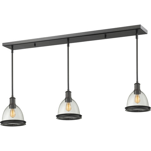 Mason 3 Light 50 inch Bronze Linear Chandelier Ceiling Light in 18.8