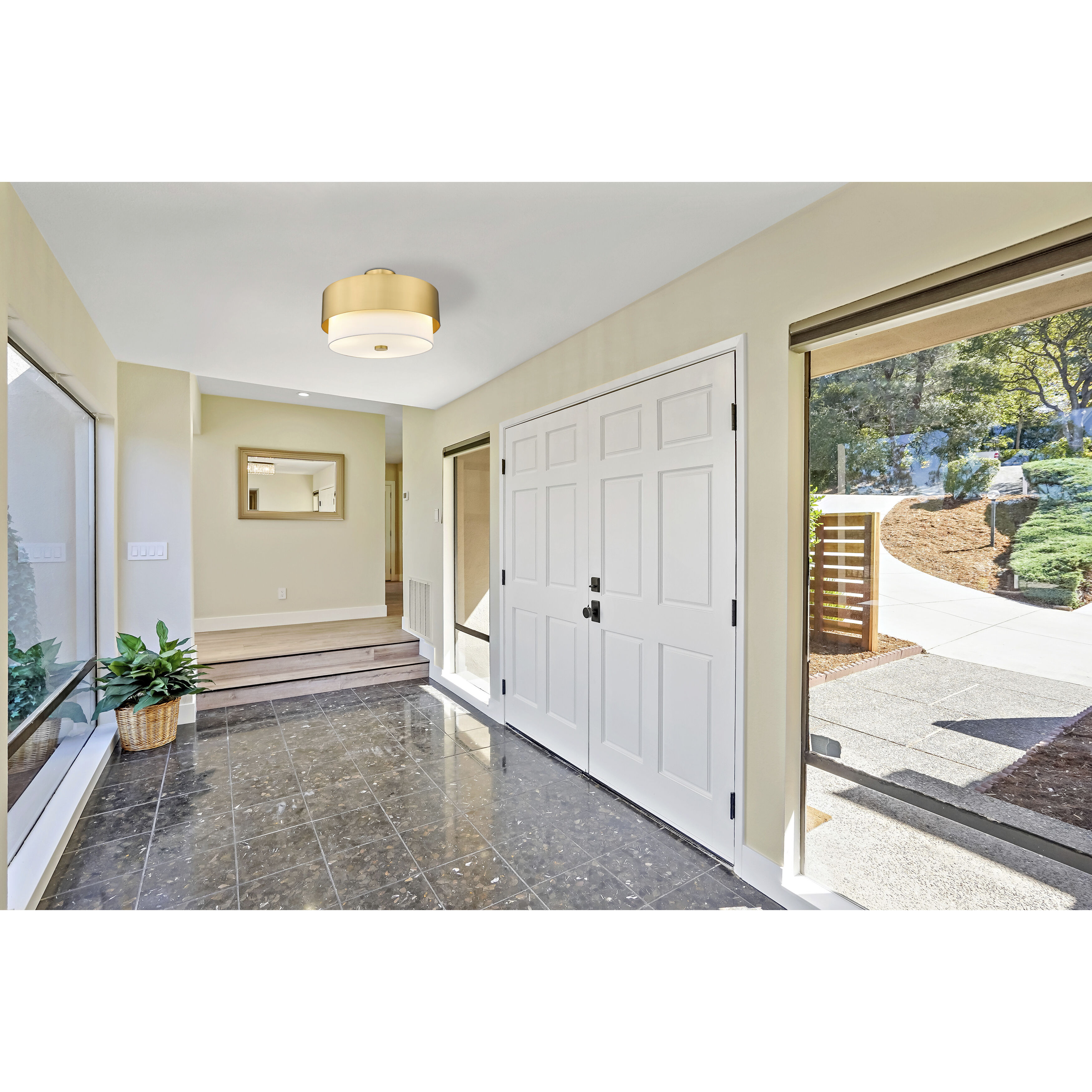 Counterpoint 3 Light 18 inch Modern Gold Semi Flush Mount Ceiling Light