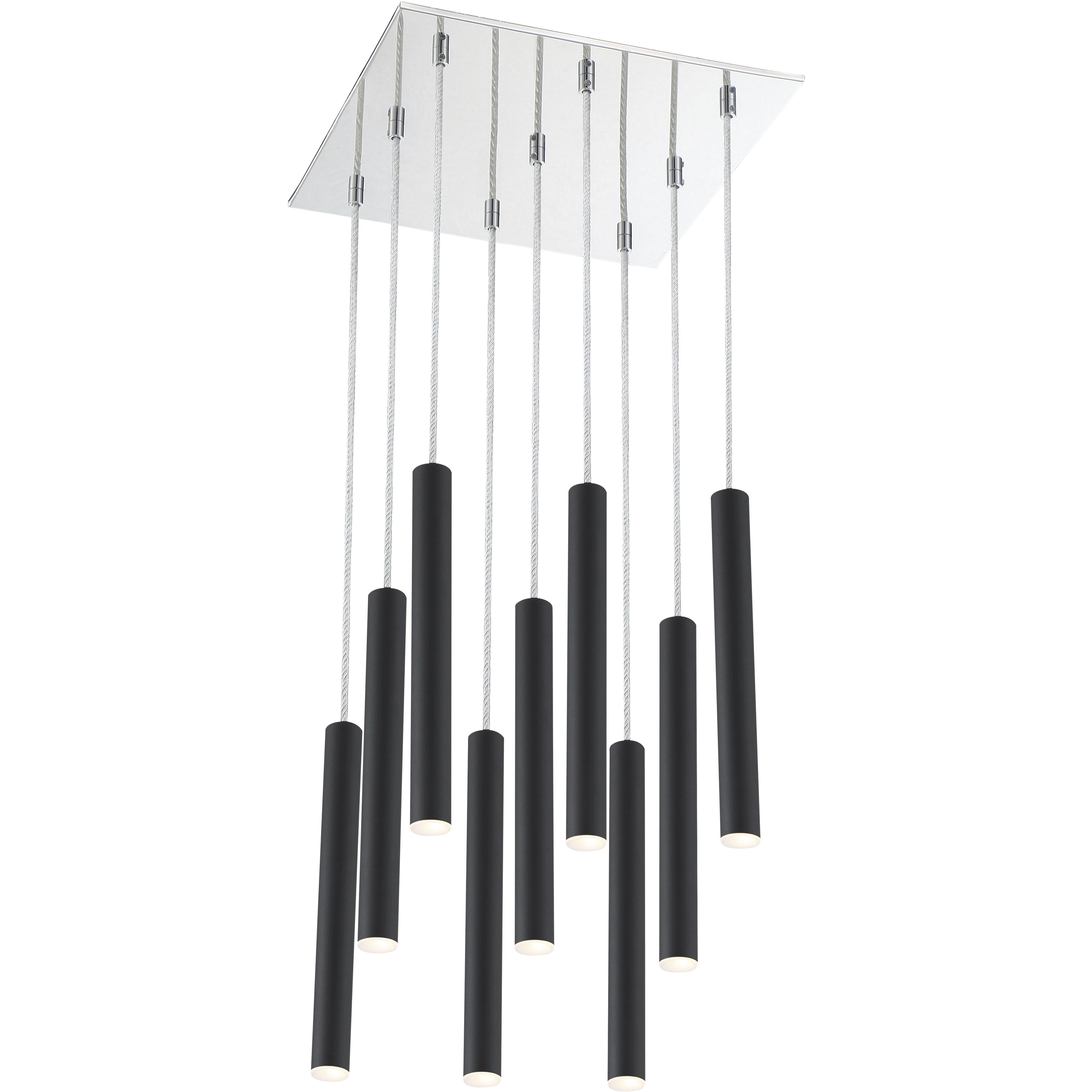 Forest LED 14 inch Chrome Chandelier Ceiling Light in Matte Black Steel