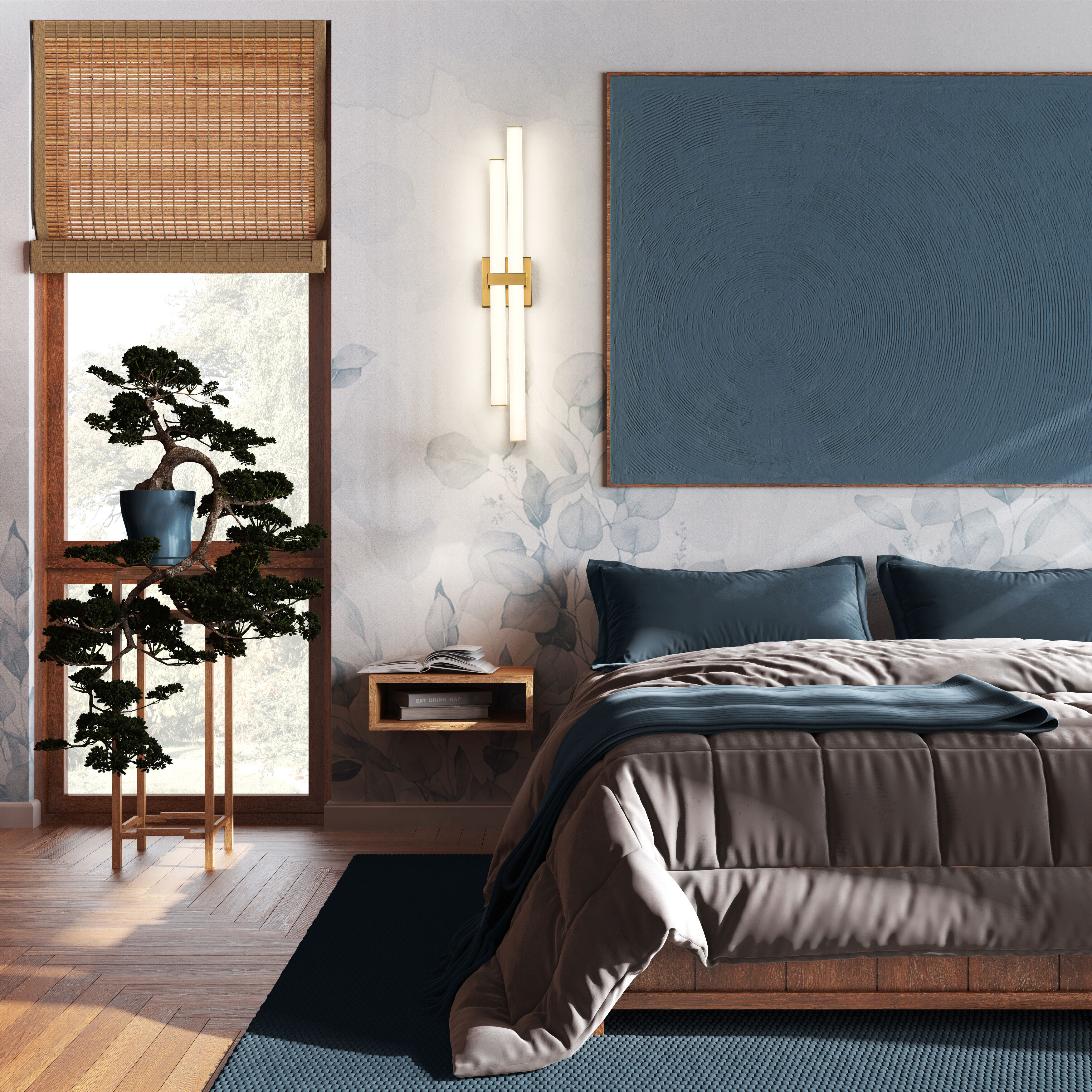 Zane LED 32 inch Modern Gold Vanity Wall Light