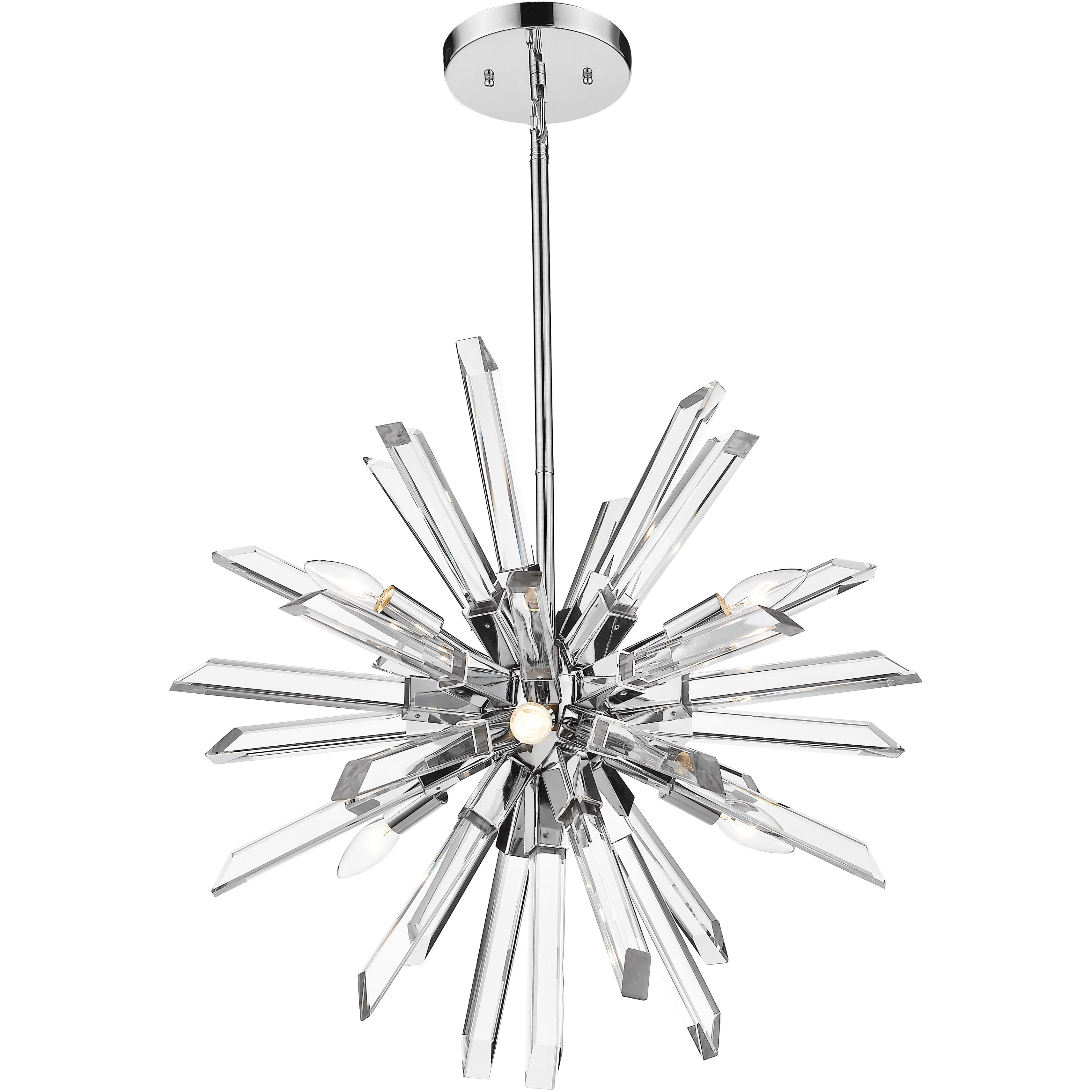 Burst 6 Light 24.75 inch Chrome Chandelier Ceiling Light in 33