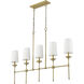 Emily 5 Light 51 inch Rubbed Brass Linear Chandelier Ceiling Light