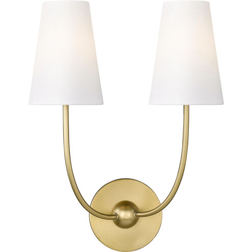 Shannon 2 Light 12.75 inch Rubbed Brass Wall Sconce Wall Light