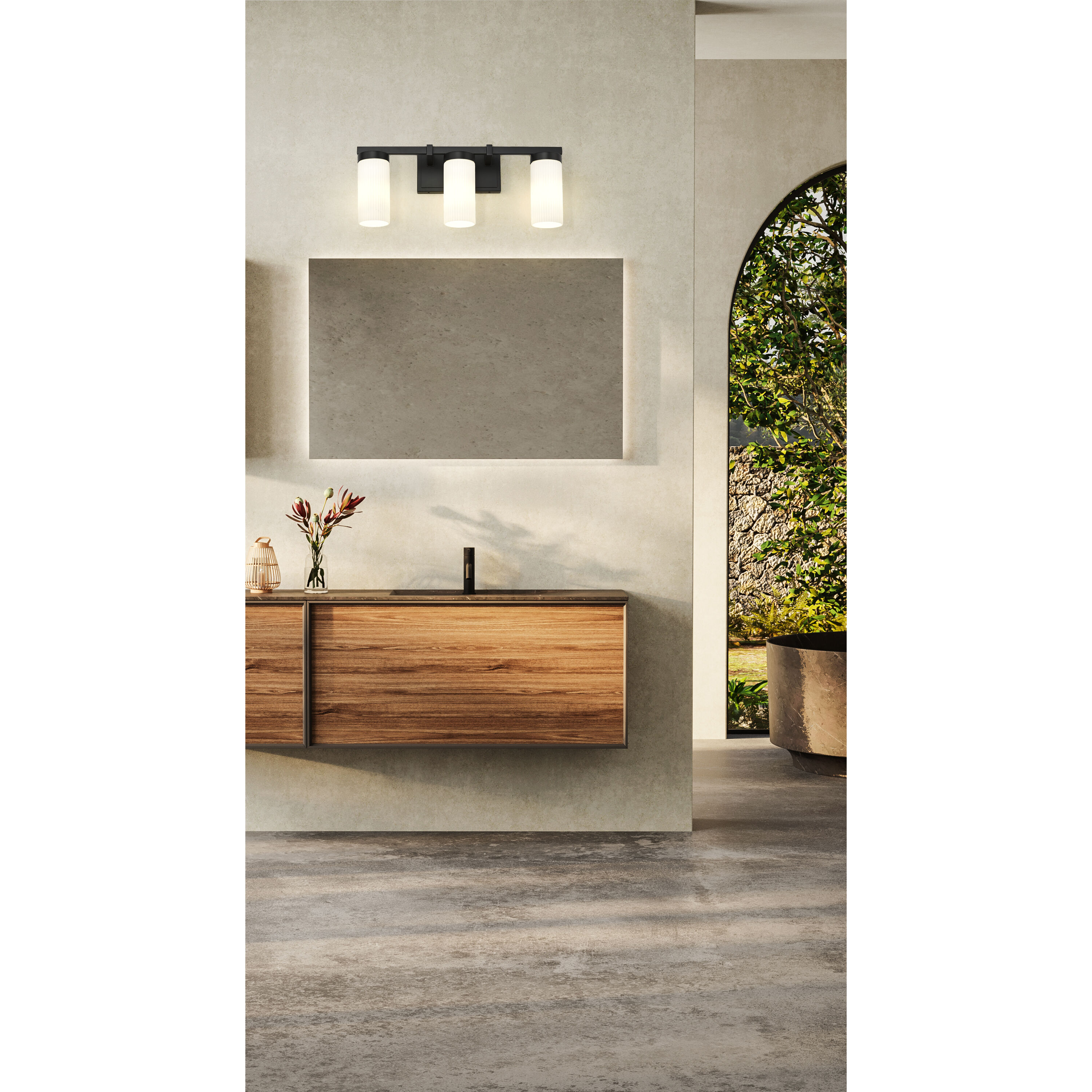 Danica 3 Light 20.5 inch Matte Black Bath Vanity Light Wall Light