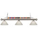 Shark 3 Light 58 inch Brushed Nickel Billiard Ceiling Light in White Plastic