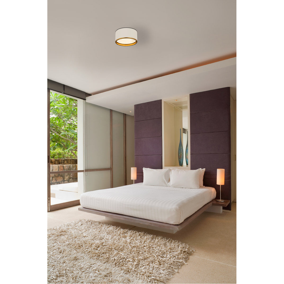 Arlo 2 Light 12.25 inch Matte White and Rubbed Brass Flush Mount Ceiling Light
