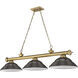 Cordon 3 Light 58 inch Rubbed Brass Billiard Ceiling Light in Bronze Steel