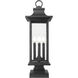 Tiberius 4 Light 27 inch Black Outdoor Pier Mounted Fixture in Clear Seedy Glass