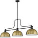Melange 3 Light 52 inch Matte Black Billiard Ceiling Light in Heritage Brass Metal and Glass