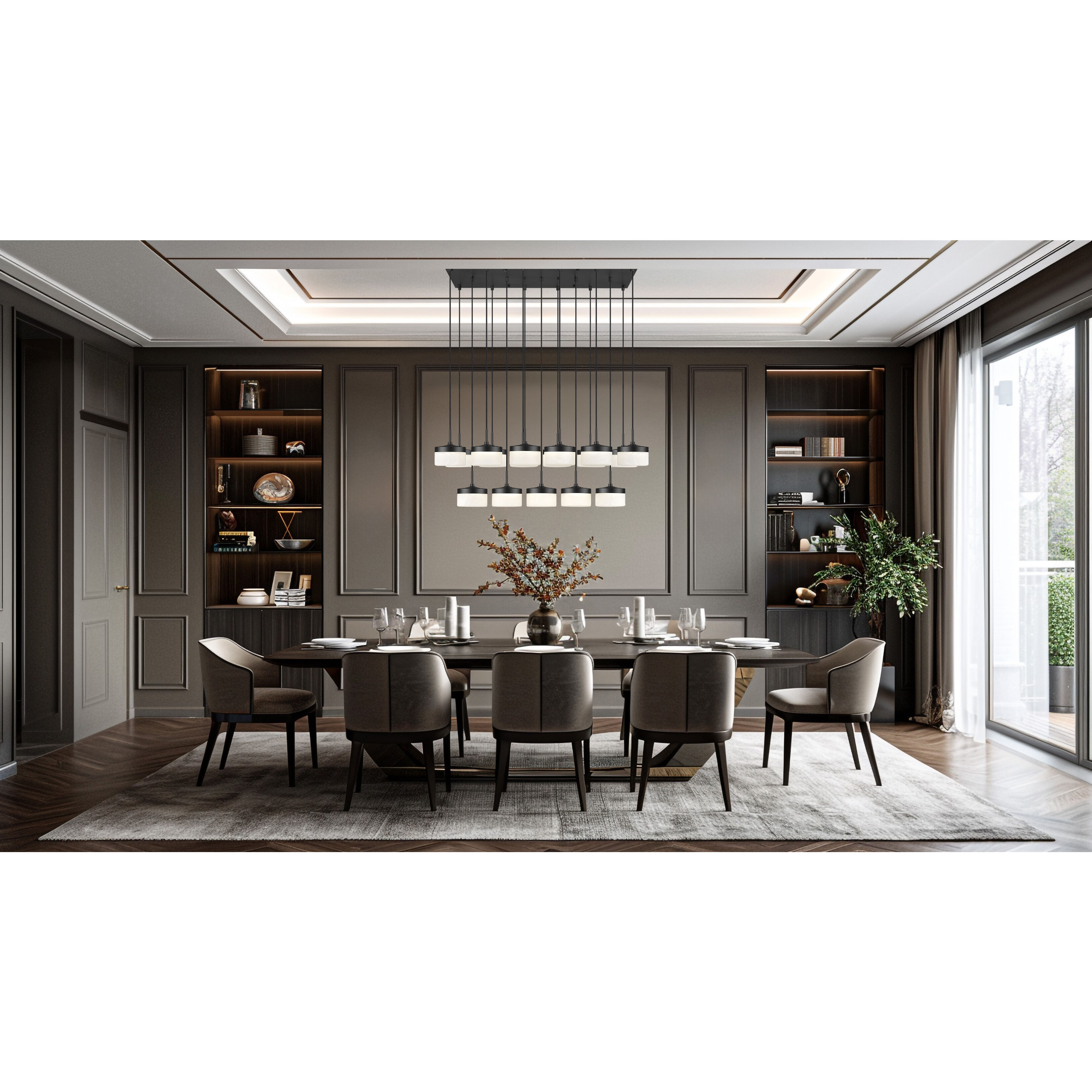 Renaud LED 46.75 inch Matte Black Linear Chandelier Ceiling Light