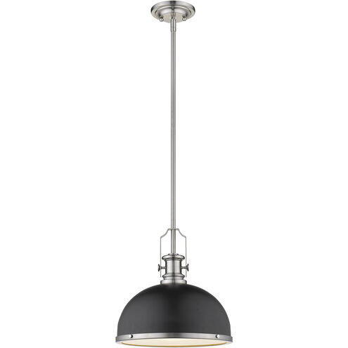 Melange 1 Light 13.25 inch Matte Black and Brushed Nickel Pendant Ceiling Light in Matte Black Metal and Glass