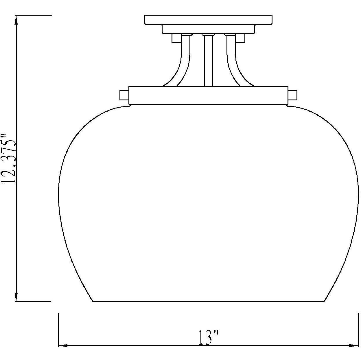 Joliet 1 Light 13 inch Matte Black Semi Flush Mount Ceiling Light
