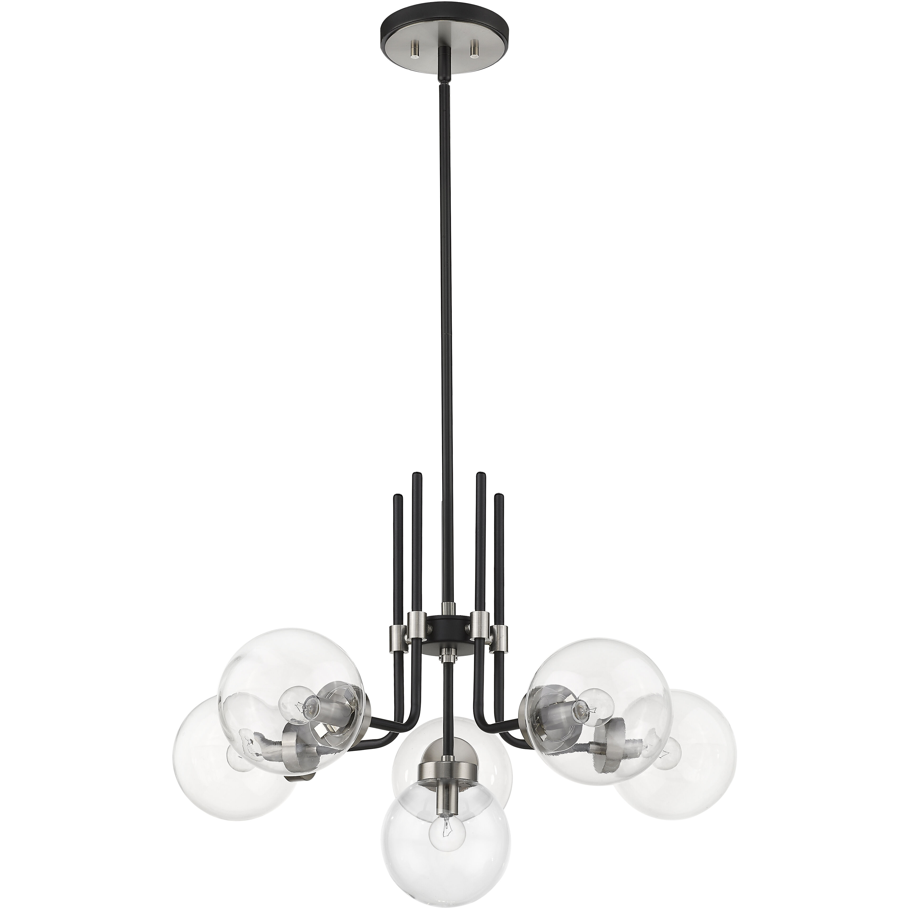 Parsons 6 Light 27 inch Matte Black and Brushed Nickel Chandelier Ceiling Light