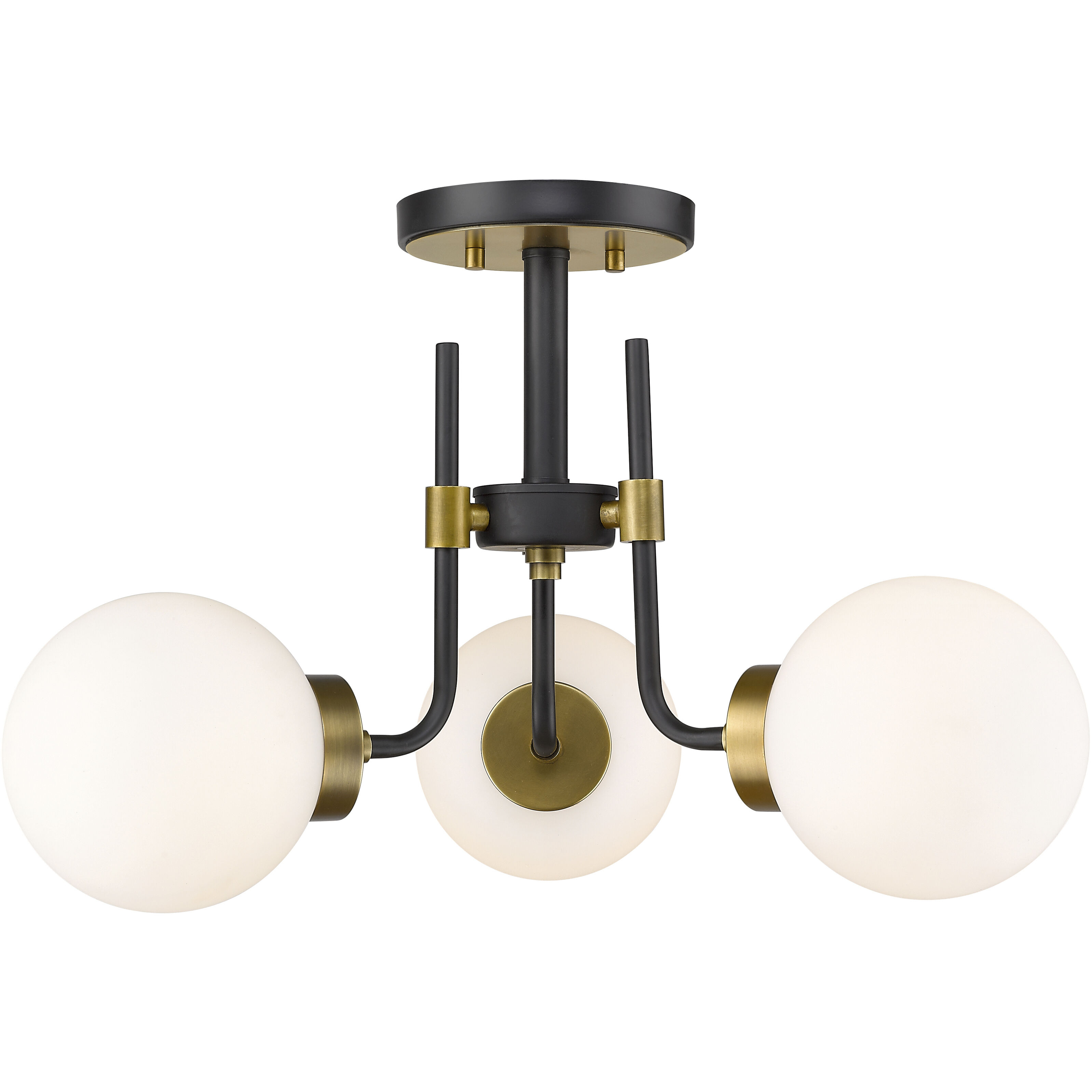 Parsons 3 Light 22 inch Matte Black and Olde Brass Semi Flush Mount Ceiling Light