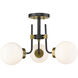 Parsons 3 Light 22 inch Matte Black and Olde Brass Semi Flush Mount Ceiling Light