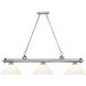 Cordon 3 Light 57.25 inch Brushed Nickel Billiard Ceiling Light in White Plastic