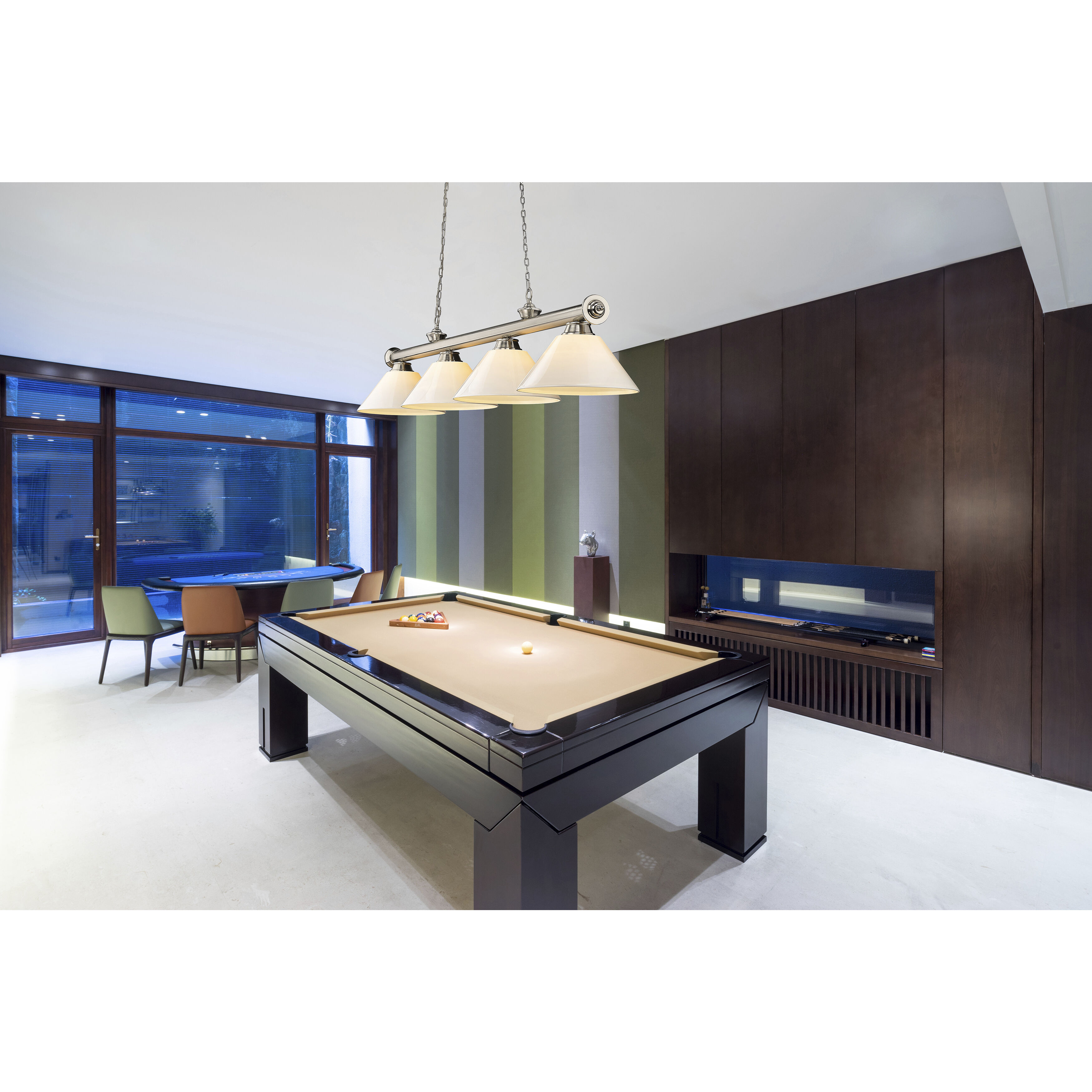 Cordon 4 Light 81.25 inch Brushed Nickel Billiard Ceiling Light in White Plastic