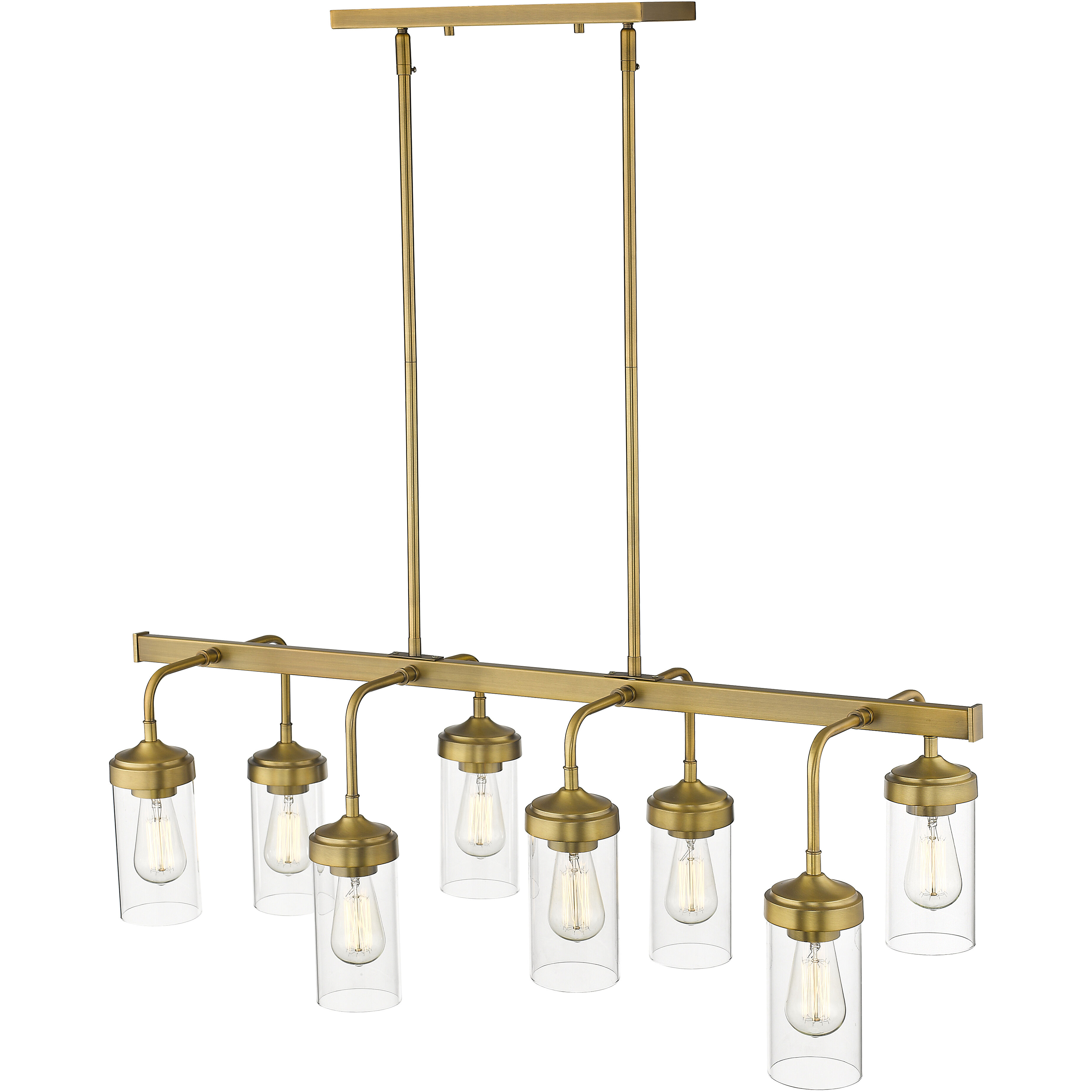 Calliope 8 Light 40 inch Foundry Brass Linear Chandelier Ceiling Light
