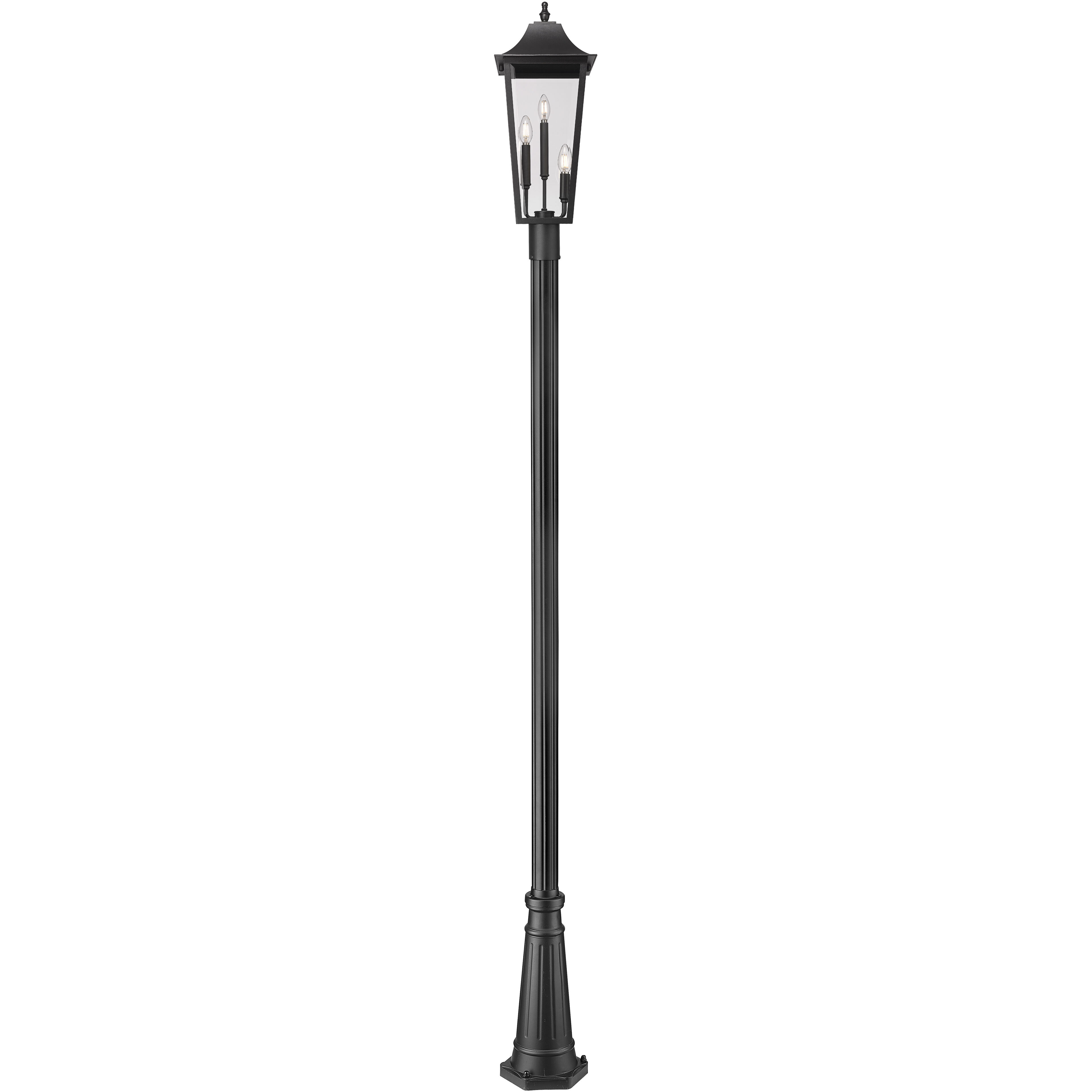 Gannon 3 Light 120.75 inch Black Outdoor Post Mounted Fixture in G9