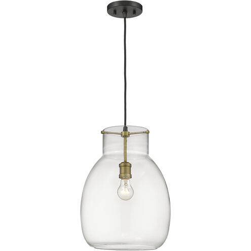 Bella 1 Light 12 inch Matte Black and Olde Brass Pendant Ceiling Light