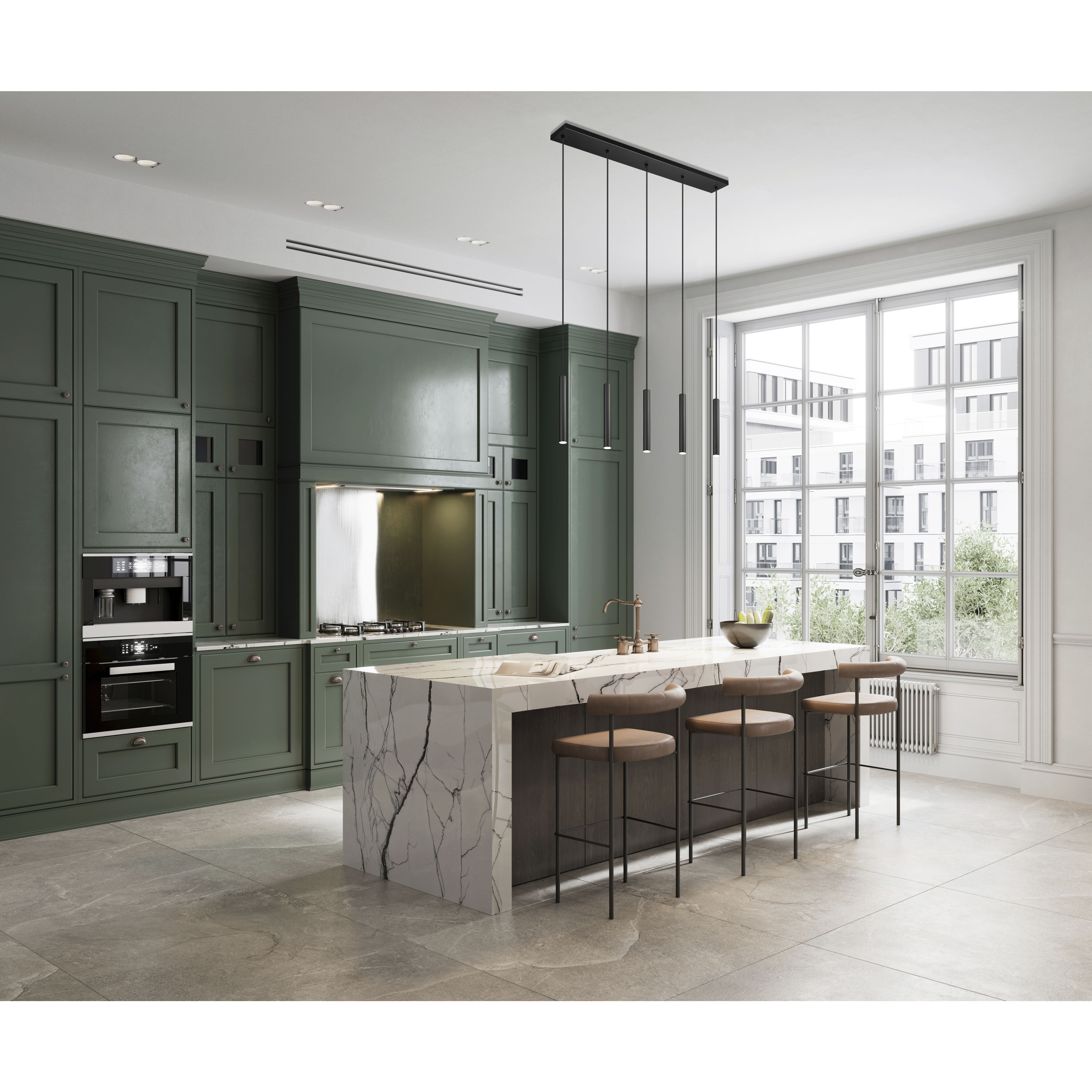 Forest Linear Chandelier Ceiling Light in Matte Black