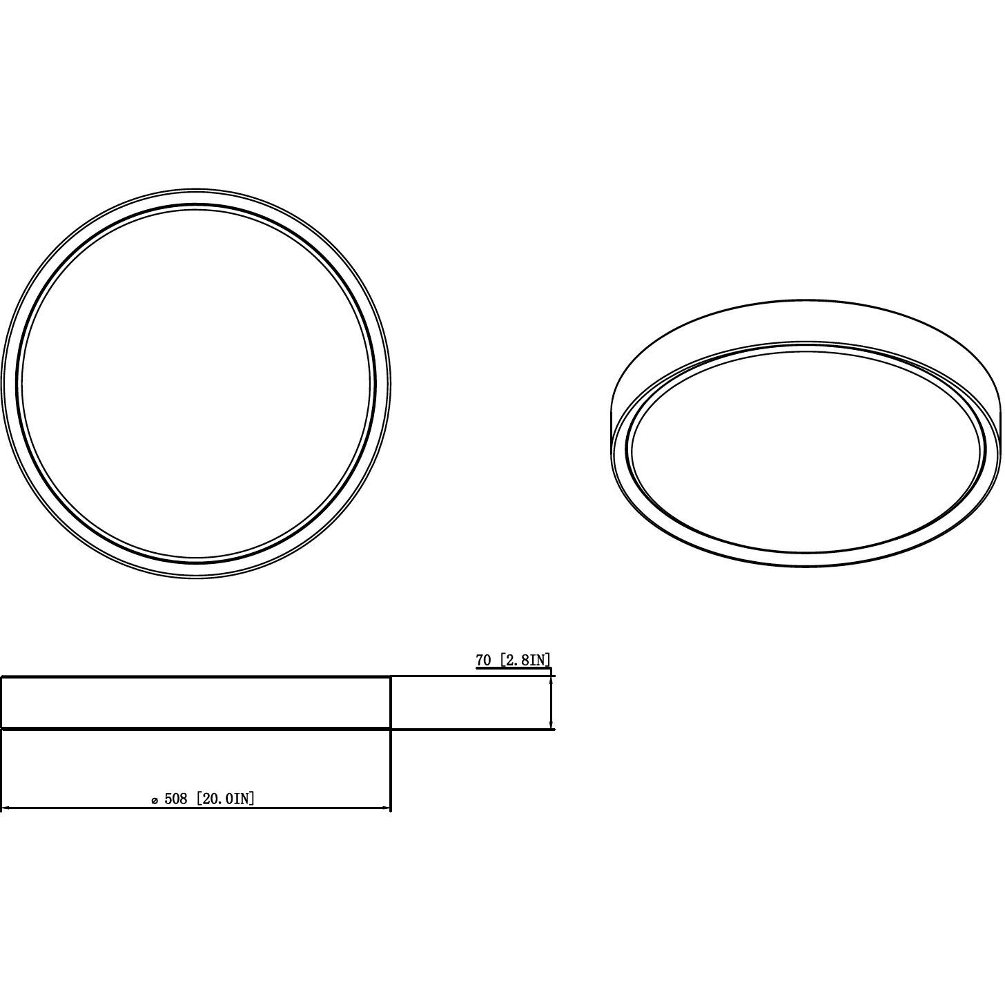 Kawan LED 20 inch Matte Black and Modern Gold Flush Mount Ceiling Light