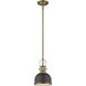 Melange 1 Light 8.25 inch Bronze and Heritage Brass Pendant Ceiling Light in Bronze Metal and Glass